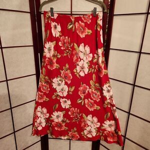 VNTG Carol Anderson Collection Red Floral Maxi Skirt